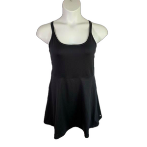 Zella Black Motion Sporty Cross-back Scoop Neck Tank Dress with Shorts SKU0159